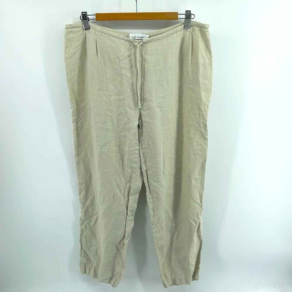 Cut Loose 100% linen drawstring waist pull on lagenlook pants sz L